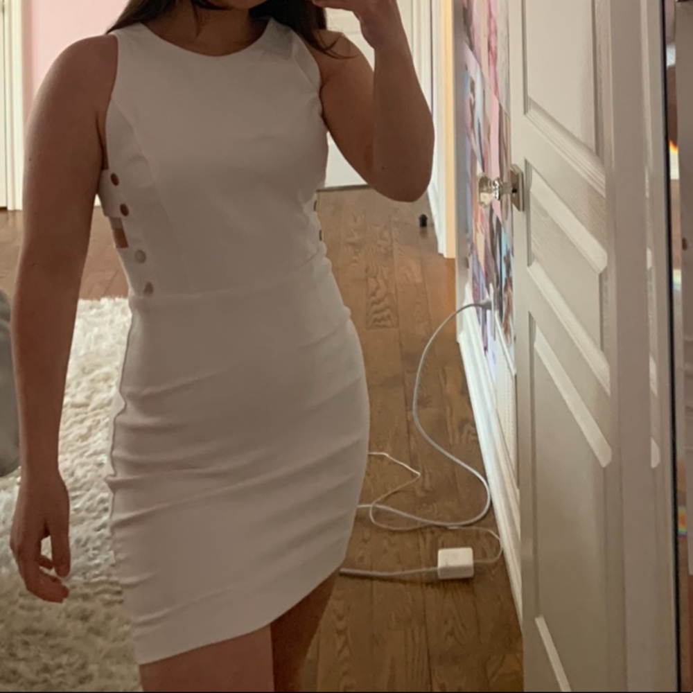 white mid-knee length dress